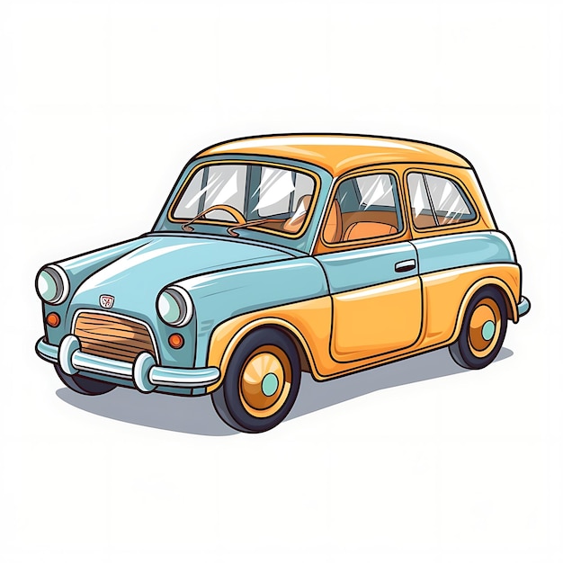 Vector little cartoon car on sold color children vector illustration