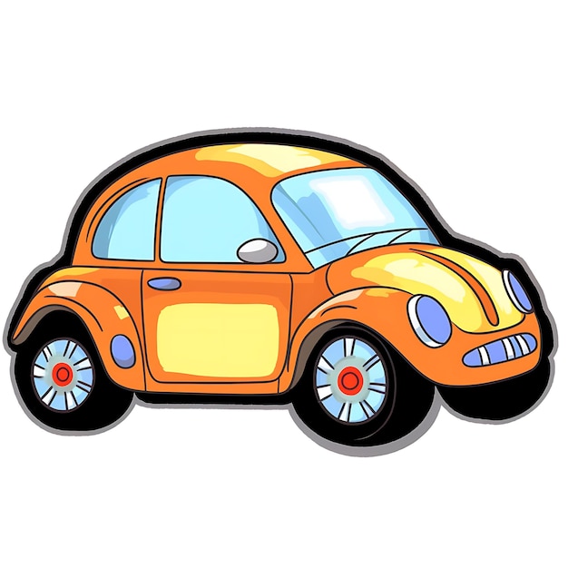 Photo vector little cartoon car on sold color children vector illustration