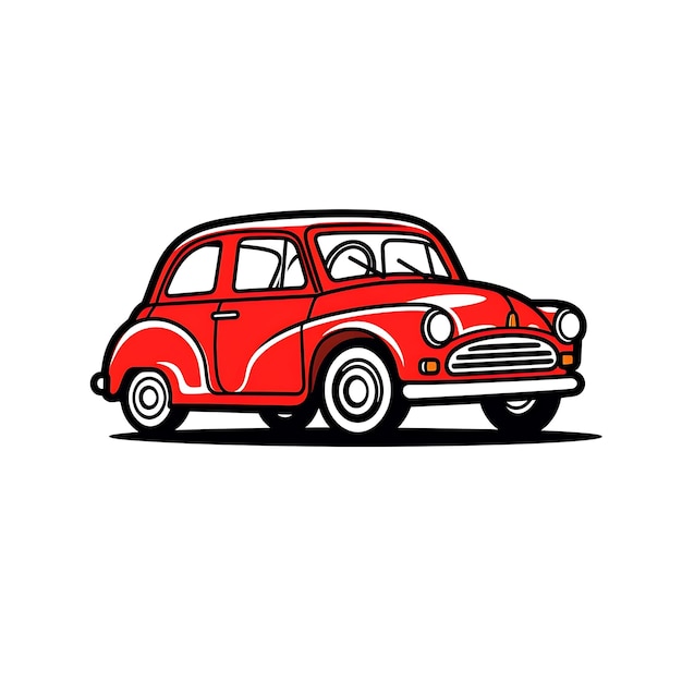 Vector little cartoon car on sold color children vector illustration