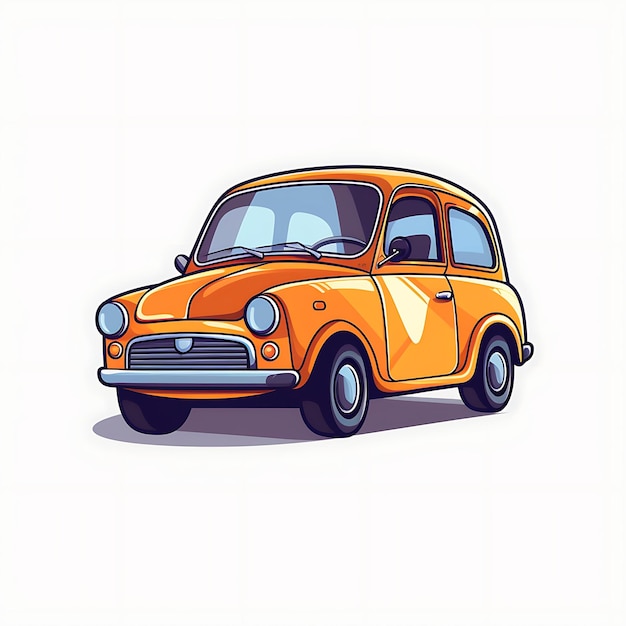 Vector little cartoon car on sold color children vector illustration