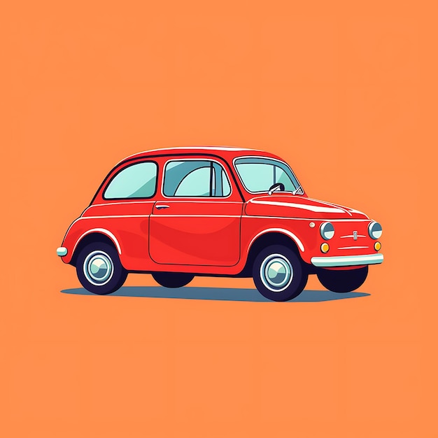 Vector little cartoon car on sold color children vector illustration