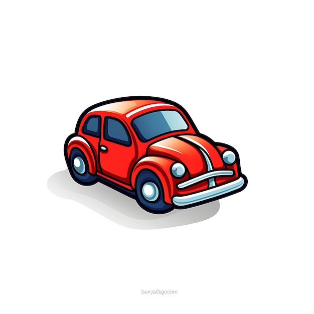 Vector little cartoon car on sold color children vector illustration