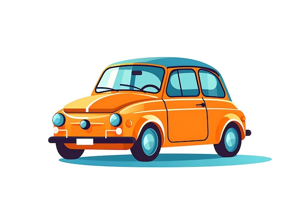 Vector little cartoon car on sold color children vector illustration