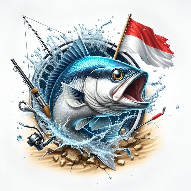 Photo vector logo angler fishing