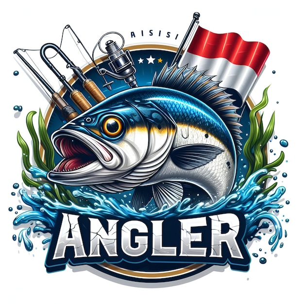 Photo vector logo angler fishing