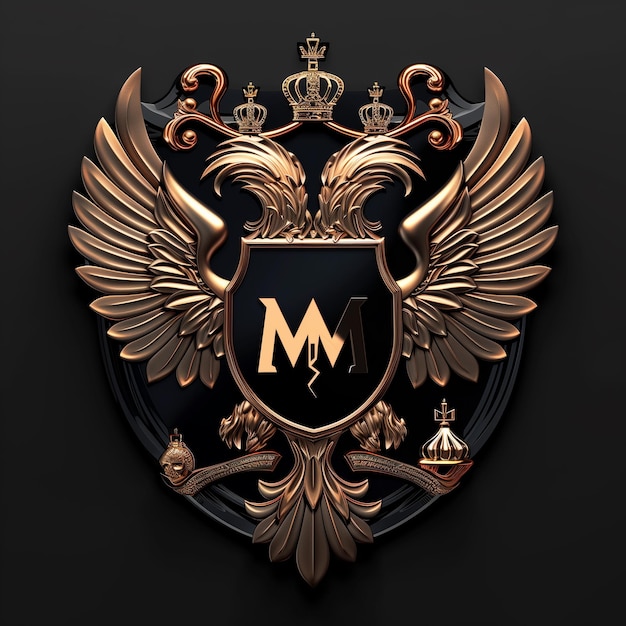 Vector logo design featuring an eagle with the initials M