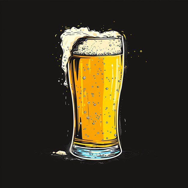 Photo vector logo of a glass of fresh beer isolated on background