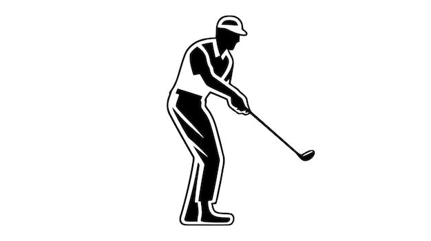 Photo vector logo for golf with illustration of a golfer hitting a golf ball