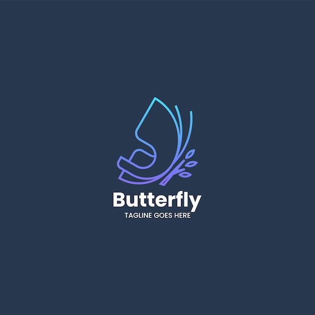 Vector Logo Illustration Butterfly Line Art Gradient Style