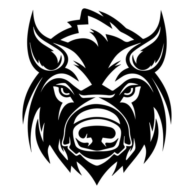 Vector logo illustration featuring an angry boar head in a minimalist style perfect for impactful branding