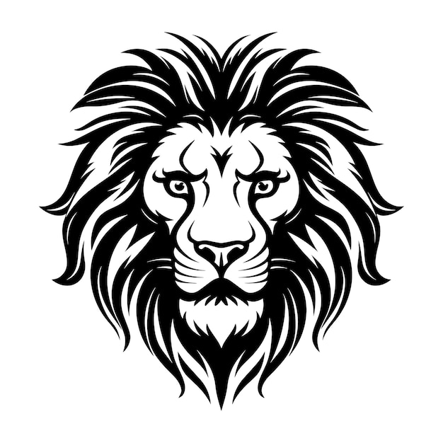 Vector logo illustration featuring a black silhouette of a lion in a minimalist style ideal for sleek and powerful branding