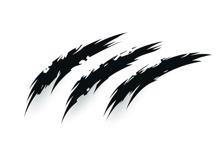 Foto vector logo van drie zwarte klauw littekens met lange schaduwen eenvoudige vormen witte achtergrond minimalistische st