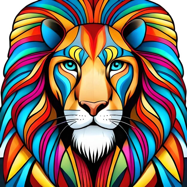 Векторный леденчик красочный декоративный рисунок льва талисман