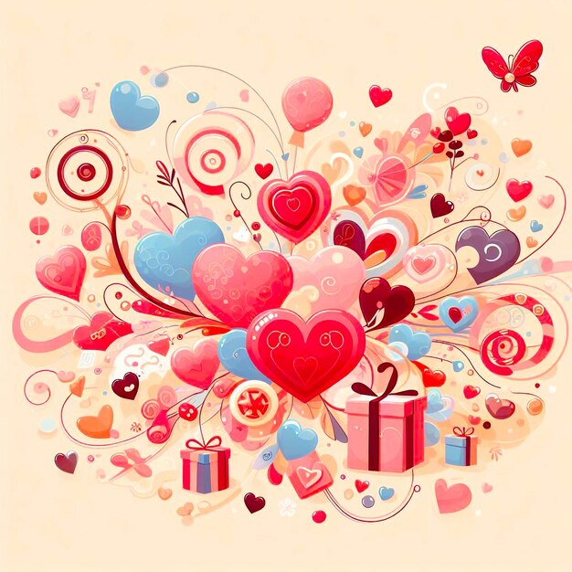 Photo vector lovely hearts background for valentines day