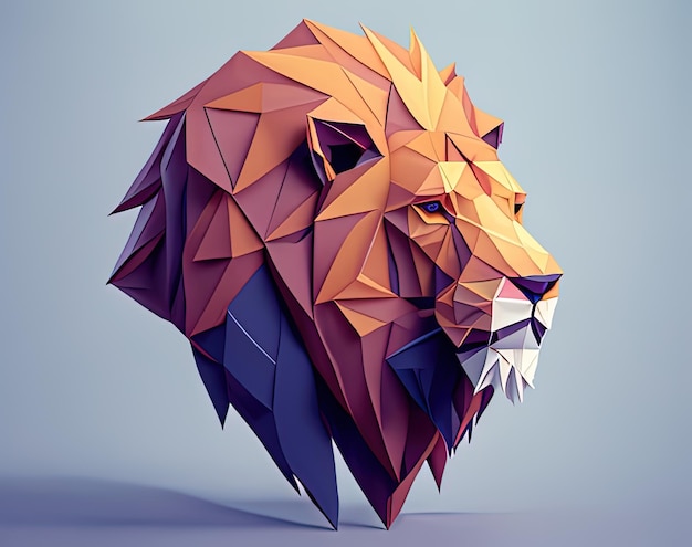 vector low poly animal polygonal lion head