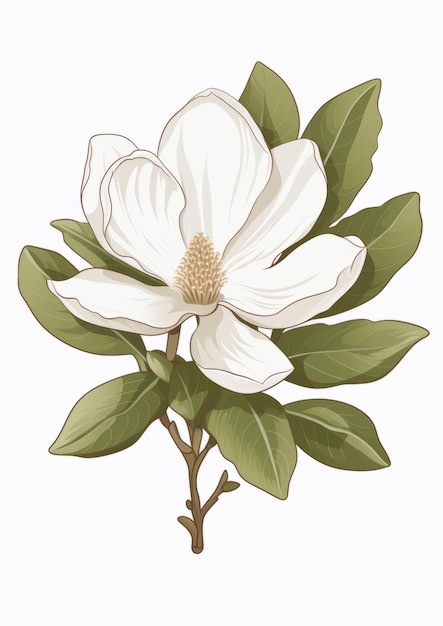 Vector Magnolia Flower Icon On White Background