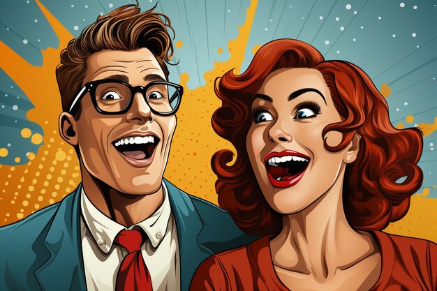 Photo vector man and woman grinning