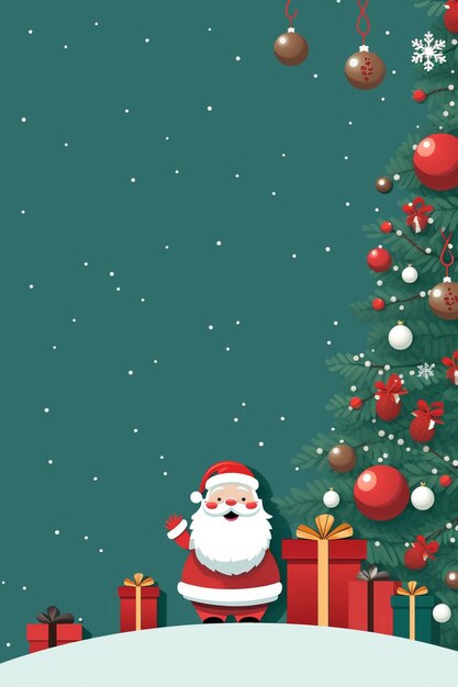 Vector merry christmas background with branches of tree and colorful gift boxes