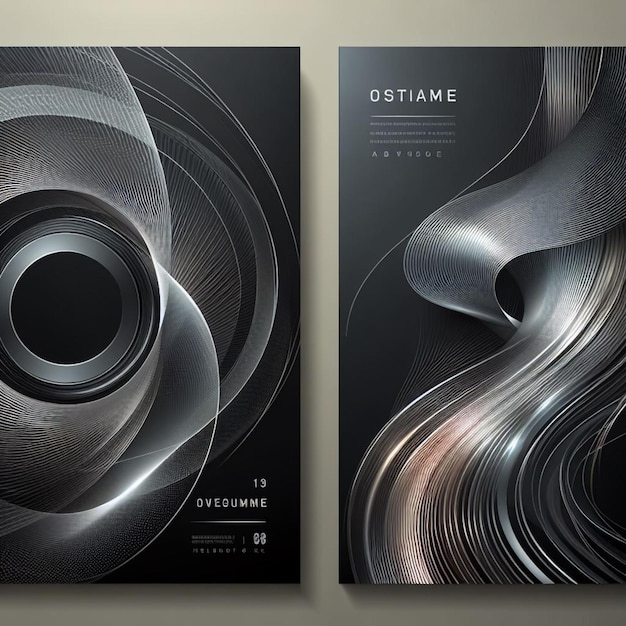 Photo vector metallic wave abstract brochure set