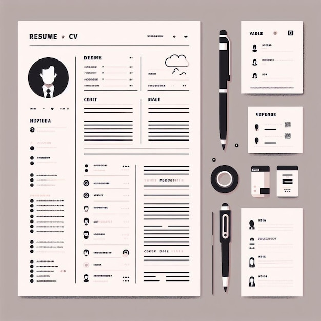 Photo vector minimalist cv resume template