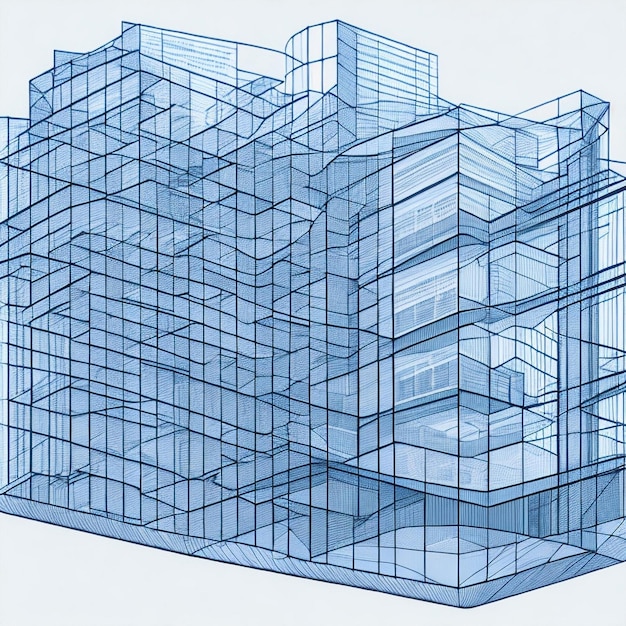 Vector modern architecture wireframe concept