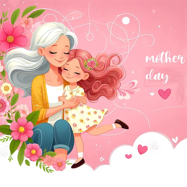 vector mom and daughter love background for mothers day