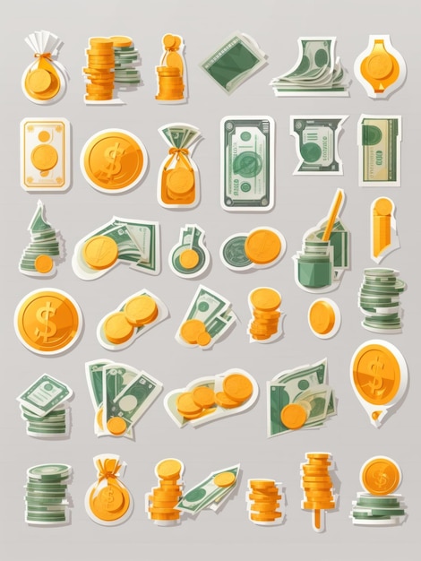 vector money sticker clipart vector set flat design