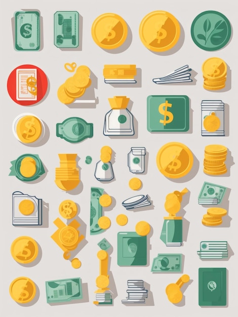 vector money sticker clipart vector set flat design