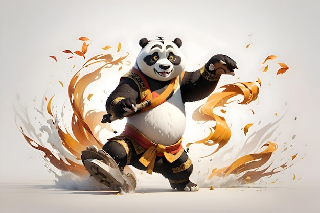 Vector mooie kung fu panda 2d vector ontwerp wit