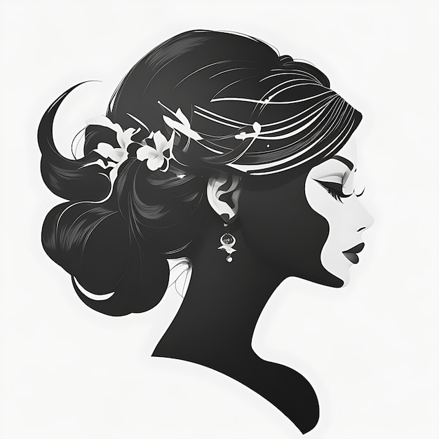 Vector mooie vrouw silhouet schoonheidssalons schoonheidsverzorging cosmetica logo afdrukken posterontwerp Ai