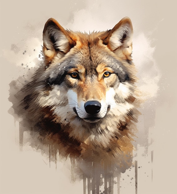 Vector mooie wolf aquarel verf ilustration