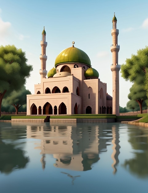 vector mosque in the river