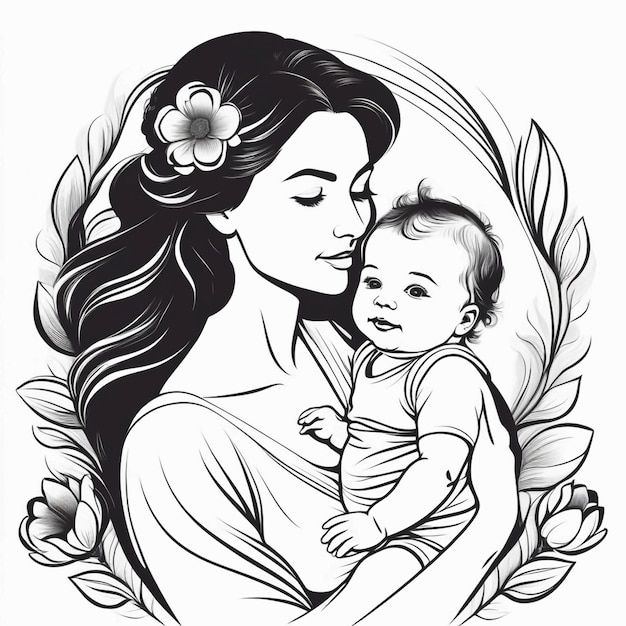 vector of mother with baby happy mothers day background