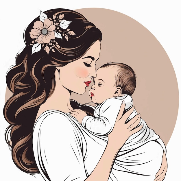 vector of mother with baby happy mothers day