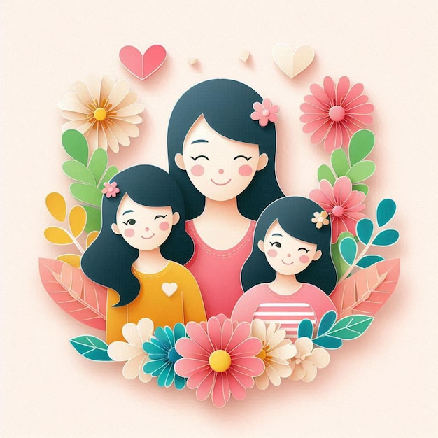 vector mothers day illustration in paper style