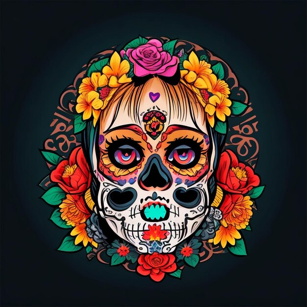 Foto vector muertos meisje illustratie van dia de los muertos