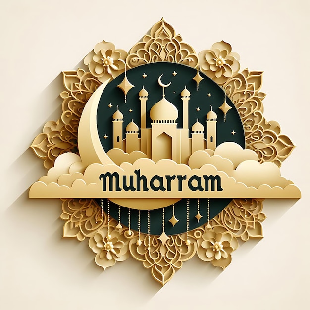 Photo vector muharram a mosque logo on a wall with the name quot turd quot on it