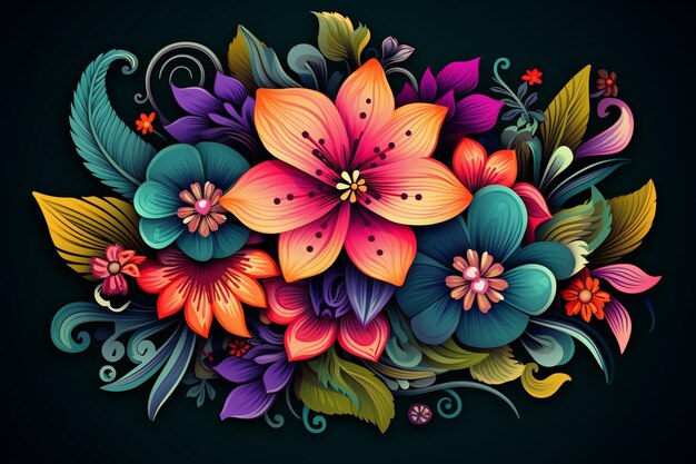 vector multicolor floral design