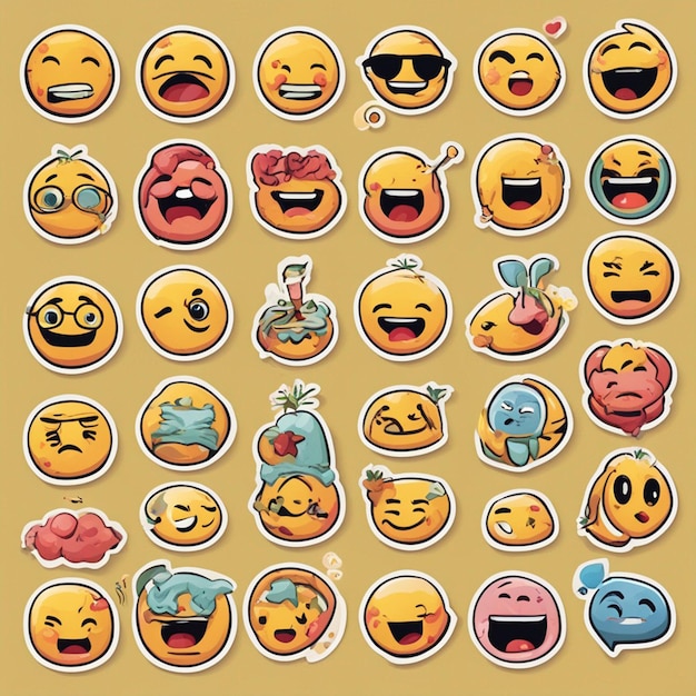 Vector naive emoticons stickers illustration wallpaper