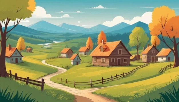 Vector nature background scenery of the countryside