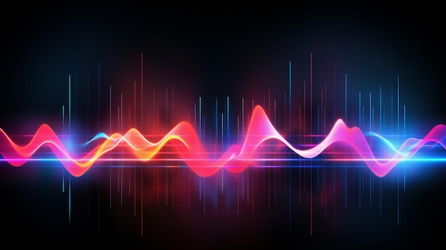 Photo vector neon audio voice frequency wave and abstrack