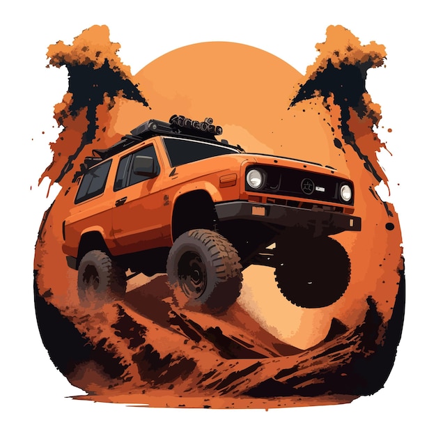 vector off road ventage car for a tshirt design ai generate