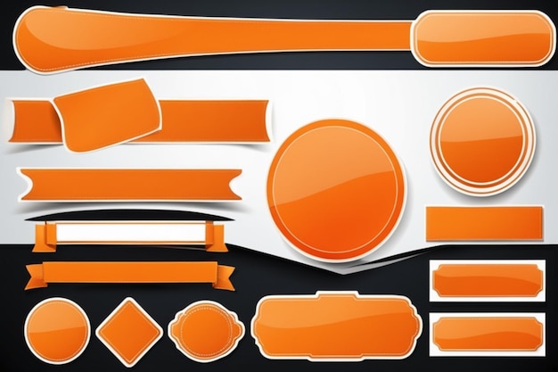 Photo vector orange banner sticker