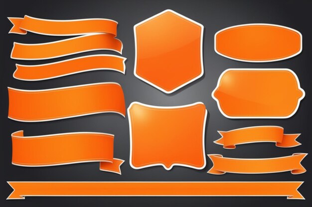 Photo vector orange banner sticker