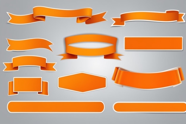 Photo vector orange banner sticker