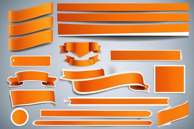 Photo vector orange banner sticker