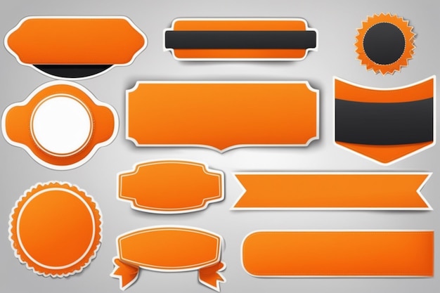 Photo vector orange banner sticker