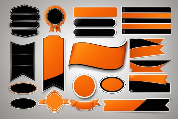 Photo vector orange banner sticker