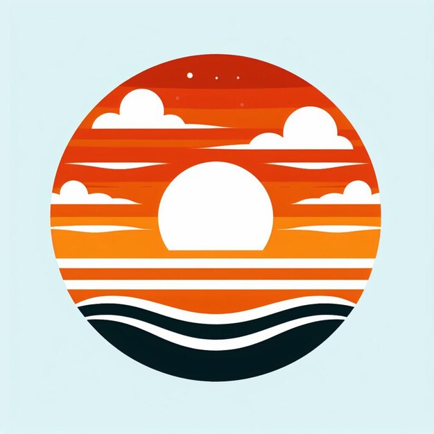 Photo vector orange sun sunset