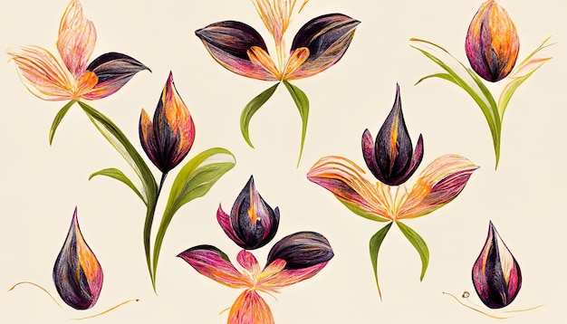 Vector ornamental hand drawing decorative baroque lily background Generative Ai